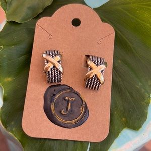 Gold brass X earrings NEW